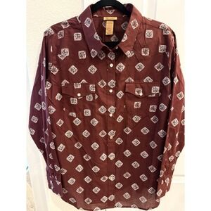 Wrangler Wrangler Rodeo Snap Button Up Shirt Women's Aztec Print. XL
